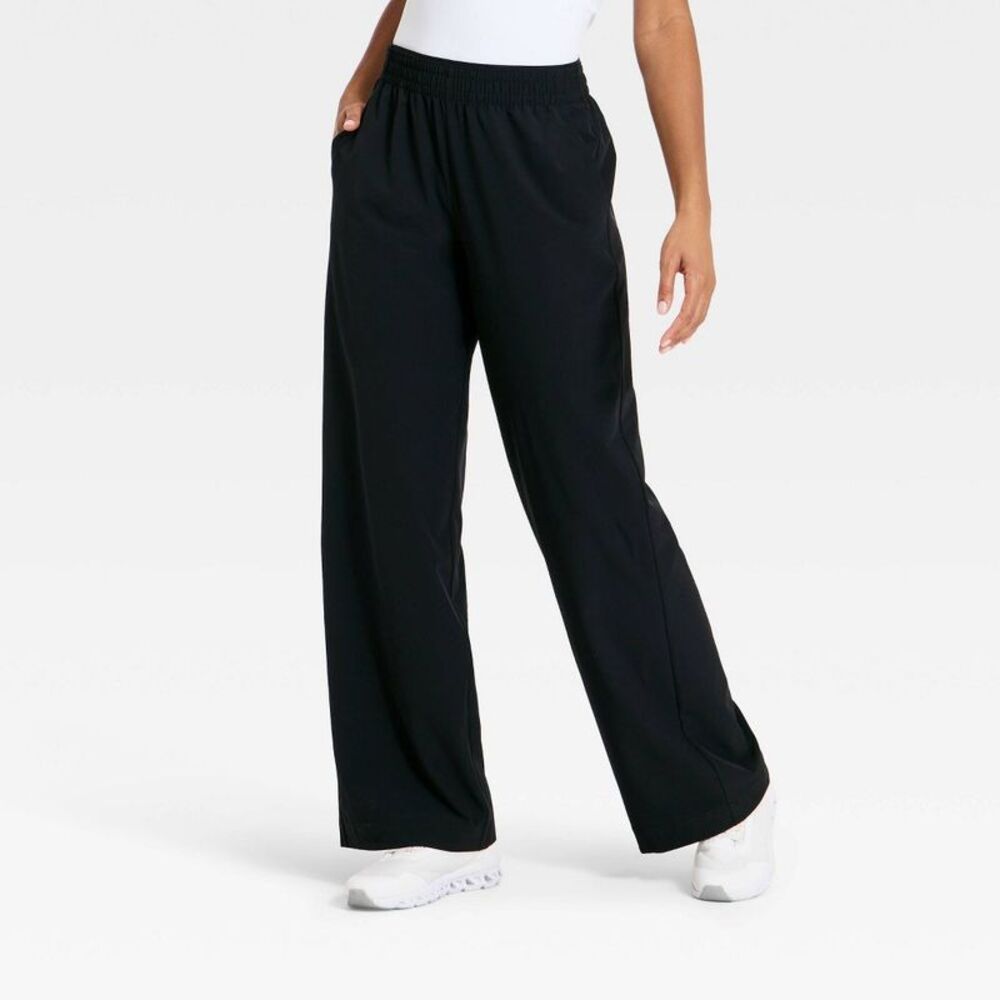 Women's Mid-Rise Woven Travel Pants - All In Motion Black L